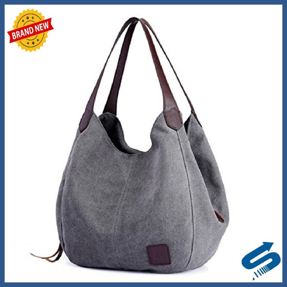 Canvas Tote Bag with Multiple Pockets - Medium/Large Size Options - Picture 2 of 8